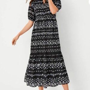 Ann Taylor Floral Chain Tiered Midi Shirtdress Medium Petite NWT.